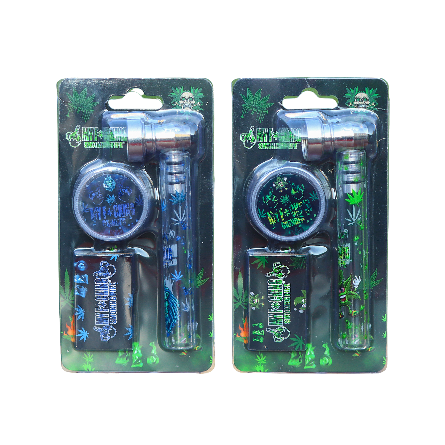 PIPE SET: Glaspfeife mit Metallkopf + Grinder + Siebe - Ansicht 3