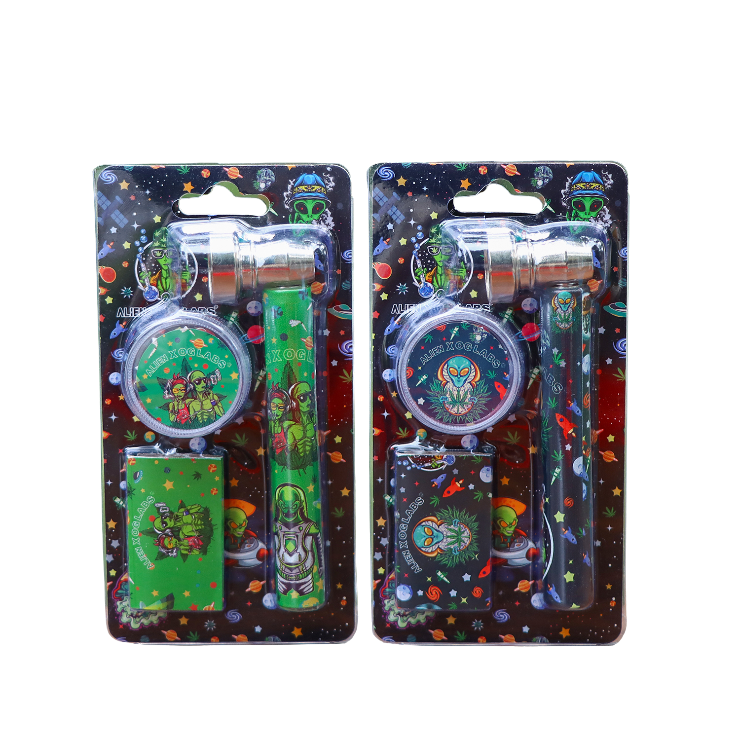 PIPE SET: Glaspfeife mit Metallkopf + Grinder + Siebe - Ansicht 2