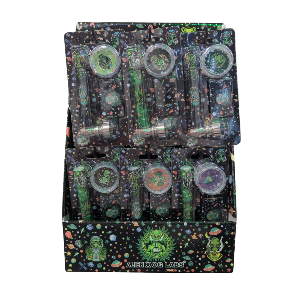 PIPE SET: Glaspfeife mit Metallkopf + Grinder + Siebe - Ansicht 3