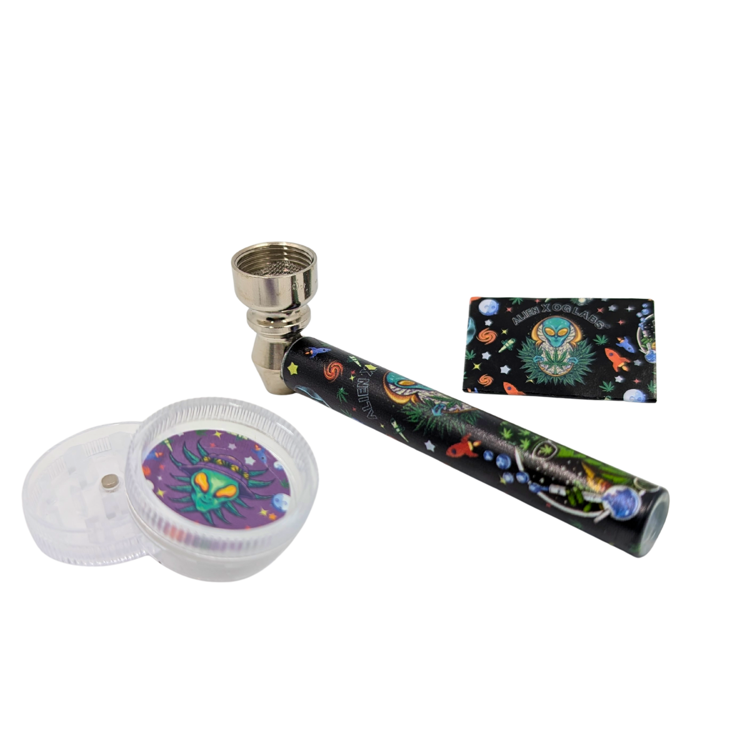 PIPE SET: Glaspfeife mit Metallkopf + Grinder + Siebe - Ansicht 5