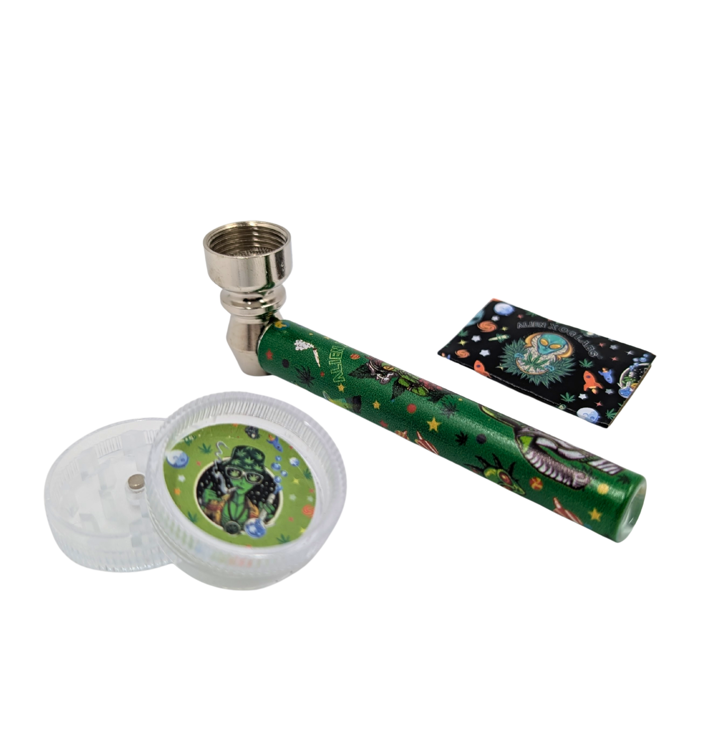 PIPE SET: Glaspfeife mit Metallkopf + Grinder + Siebe - Ansicht 6