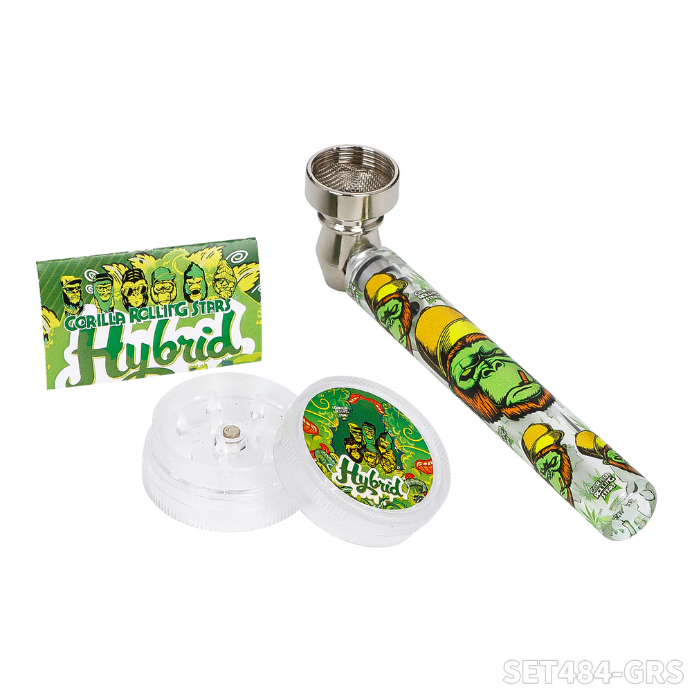 PIPE SET: Glaspfeife mit Metallkopf + Grinder + Siebe - Ansicht 5
