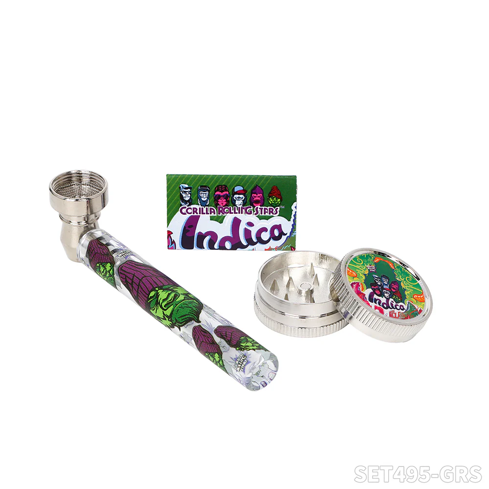 PIPE SET: Glaspfeife mit Metallkopf + Grinder + Siebe - Ansicht 11