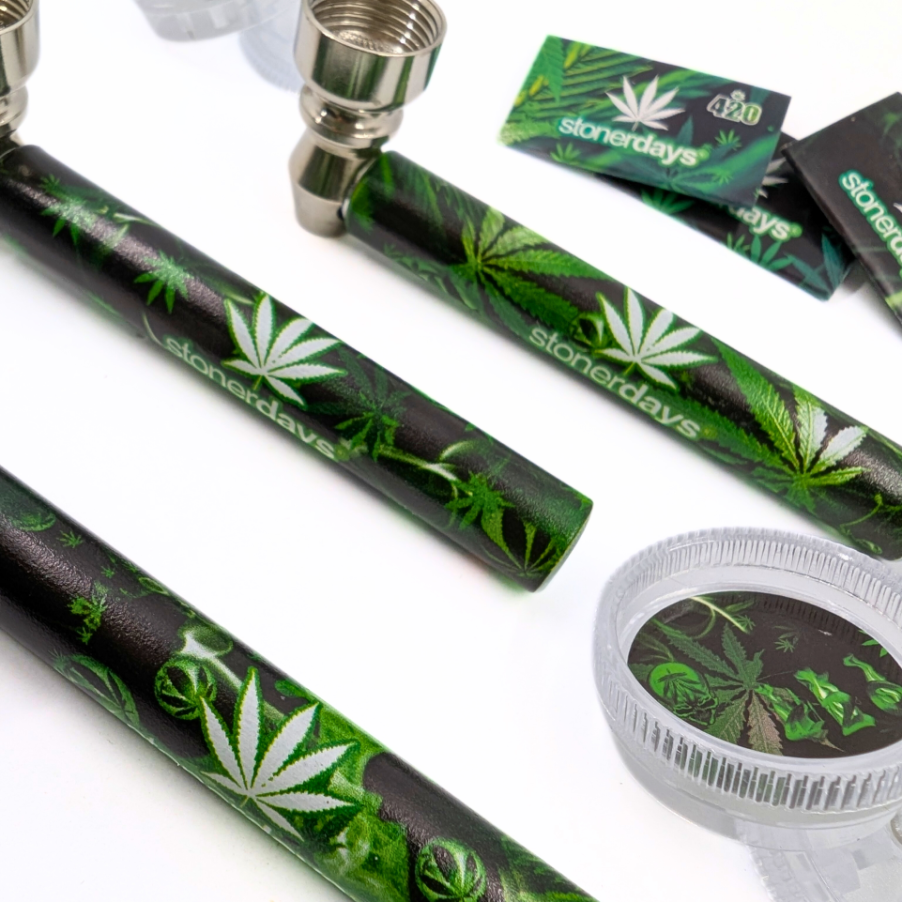 PIPE SET: Glaspfeife mit Metallkopf + Grinder + Siebe - Ansicht 4