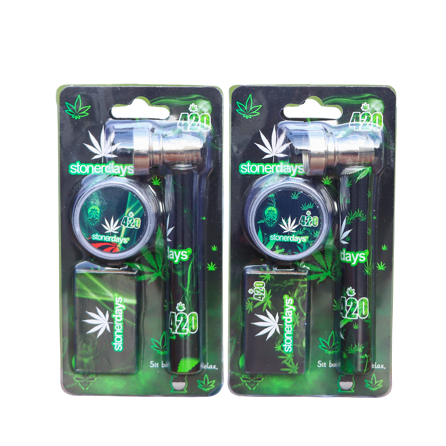 PIPE SET: Glaspfeife mit Metallkopf + Grinder + Siebe - Ansicht 5