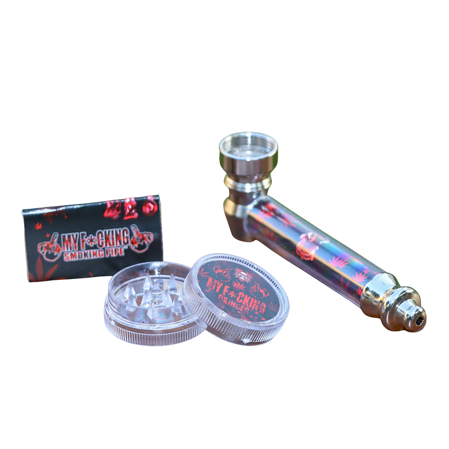 PIPE SET: Metallpfeife + Grinder + Siebe — MY FUCKING