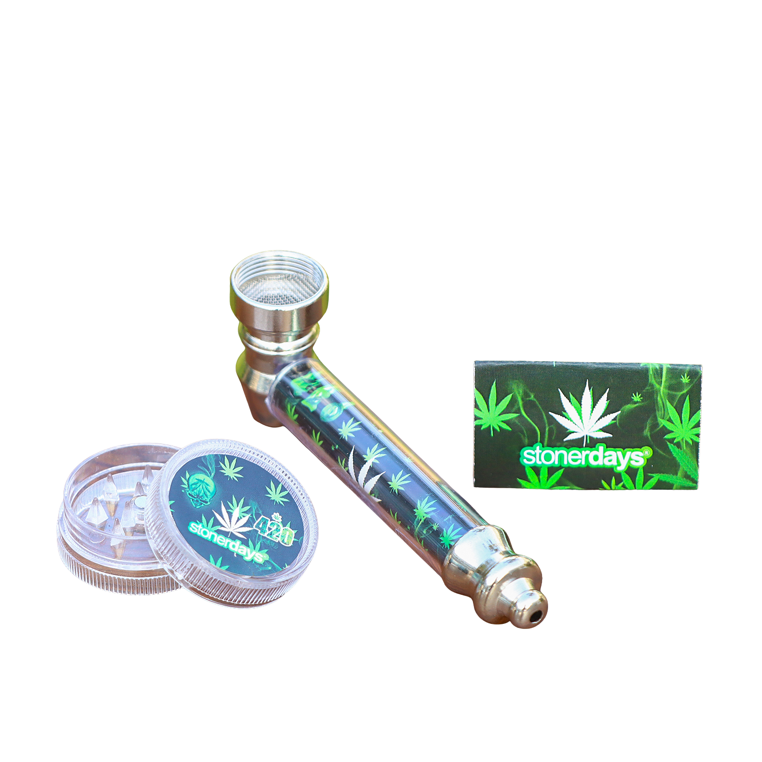 PIPE SET: Metallpfeife + Grinder + Siebe — STONERDAYS